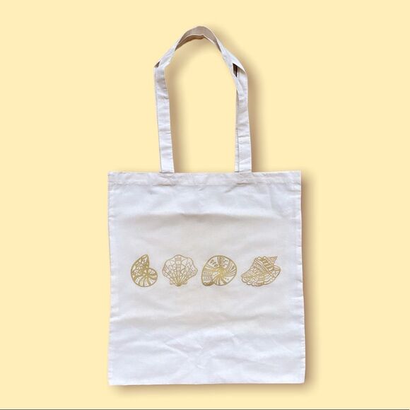 NWT Wool + Pepper Co. Golden Sea Shells Eco-Friendly Reusable Tote Bag - Picture 1 of 3